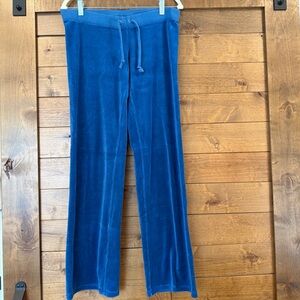 Vintage Juicy Couture Blue Velour Lounge Pants with Orange Tag